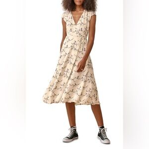 Reformation Carina Ivory Floral Wrap Dress Sz xs